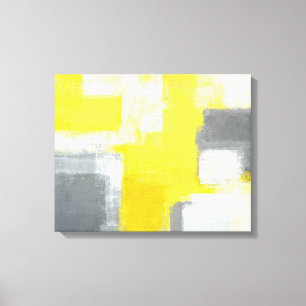 Toile Art Abstrait gris et jaune 'estompé'