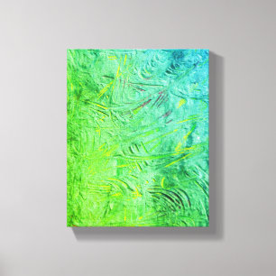 Toile Art Abstrait moderne bleu jaune vert tendance