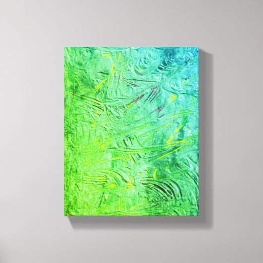 Toile Art Abstrait moderne bleu jaune vert tendance (Recto)