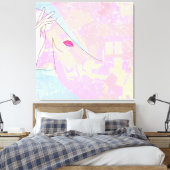 Toile Art Abstrait moderne Femme Face Line Art rose (Insitu(Chambre))