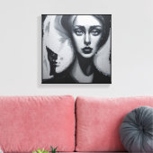 Toile Art abstrait moderne fille avec deuxième visage (Insitu(Salon))