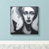 Toile Art abstrait moderne fille avec deuxième visage (Insitu (Plancher de Bois))