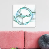 Toile Art Abstrait moderne Fractal Bleu Turquoise Gris (Insitu(Salon))