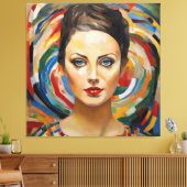 Toile Art abstrait moderne visage fille (Insitu(Salon))