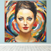 Toile Art abstrait moderne visage fille (Insitu (Plancher de Bois))