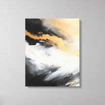 Art abstrait noir blanc et or