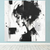 Toile Art abstrait noir et blanc (Insitu (Plancher de Bois))