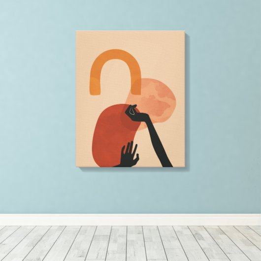 Toile Art Abstrait Peint À La Main - Boho, Tons Terre (Insitu (Plancher de Bois))