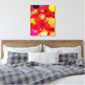 Toile Art Abstrait rose jaune rouge et rose (Insitu(Chambre))
