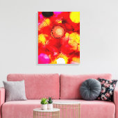 Toile Art Abstrait rose jaune rouge et rose (Insitu(Salon))