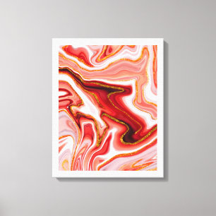 Toile Art abstrait rouge et or vibrant