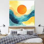 Toile Art Abstrait Sunset Waves (Insitu(Chambre))