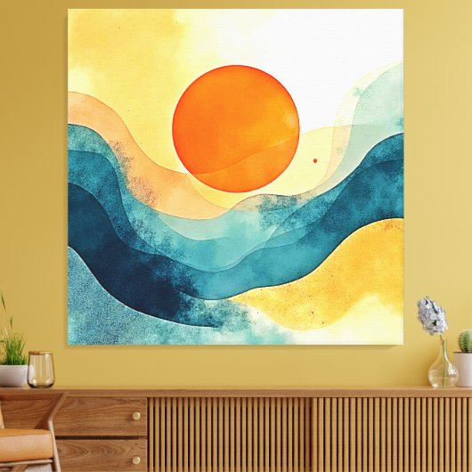 Toile Art Abstrait Sunset Waves (Insitu(Salon))