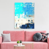 Toile Art Abstrait Turquoise "en face" (Insitu(Salon))