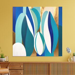 Toile Art Abstrait vif avec des formes ovales bleues et 
