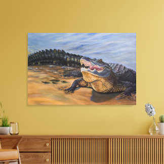 Toile Art Alligator. Face à Face