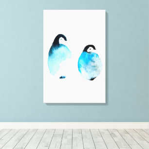 Toile Art aquarelle de manchot mignon