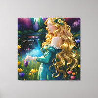 *~ Art Blonde Fleurs sauvages Woman Pond AP56