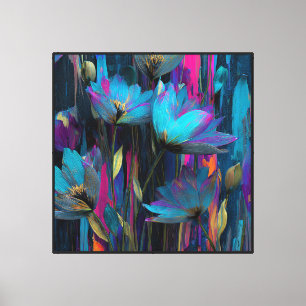 Toile Art botanique abstrait Electric Bloom