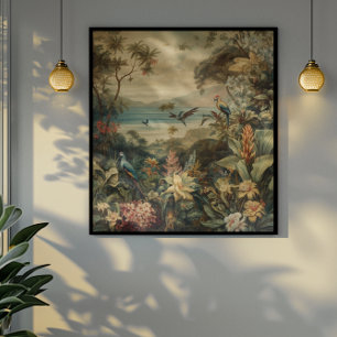 Toile Art botanique vintage d'oiseaux tropicaux Luxe
