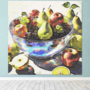 Toile *~* Art Cadeau SC6 4 Fruit Crystal Bowl Still Life
