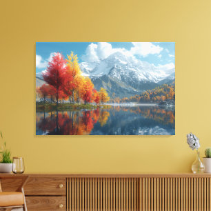 Toile Art canvas du lac d'automne