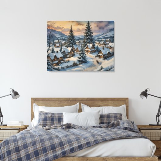 Toile Art Canvas Village d'hiver (Insitu(Chambre))