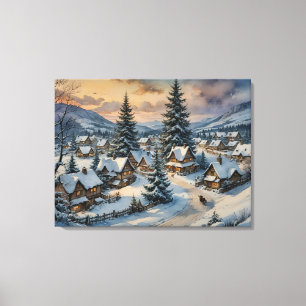 Toile Art Canvas Village d'hiver