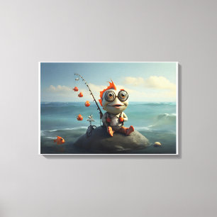 Toile Art conceptuel de la pêche du poisson