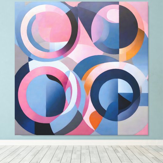 Toile Art contemporain rétro dans les tons subtils bleu (Insitu (Plancher de Bois))