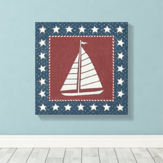 Toile Art côtier | Voilier en rouge (Insitu (Plancher de Bois))