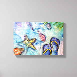 Toile Art d'aquarelle de la Floride de sandales de