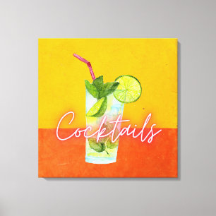 Toile Art de bar coloré aquarelle et néon