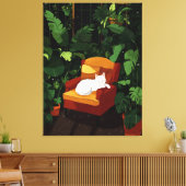 Toile Art de Chat blanc couché confortable (Insitu(Salon))