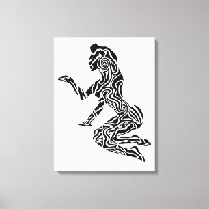 Toile Art de cheval cabré abstrait   Moderne noir et bla