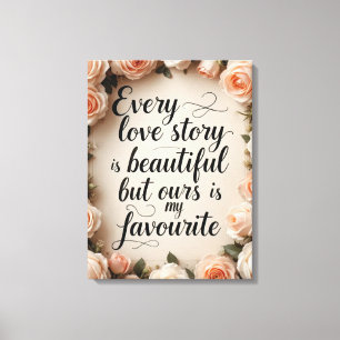 Toile Art de citation d'histoire d'amour floral romantiq