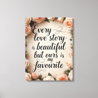 Toile Art de citation d'histoire d'amour floral romantiq