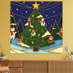 Toile Art de cloisonné Forêt fantaisiste Noël classique