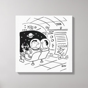 Toile Art de dessin animé noir et blanc d'un vaisseau sp