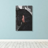 Toile art de fille noir blanc gris (Insitu (Plancher de Bois))