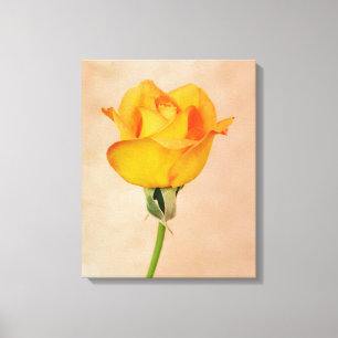 Toile Art de fleur de rose simple orange doré