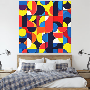 Toile Art de géométrie à blocs de couleurs rétro