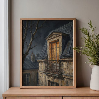 Toile Art de la fenêtre solitaire de Montmartre