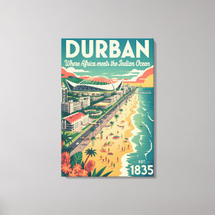 Toile Art de l'affiche de voyage rétro de Durban Afrique