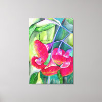 Art de l'aquarelle australienne à fleurs rouges Gu