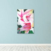 Toile Art de l'aquarelle des fleurs de lys blanches et r (Insitu (Plancher de Bois))