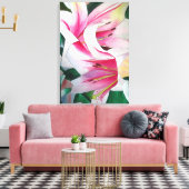 Toile Art de l'aquarelle des fleurs de lys blanches et r (Insitu(Salon))