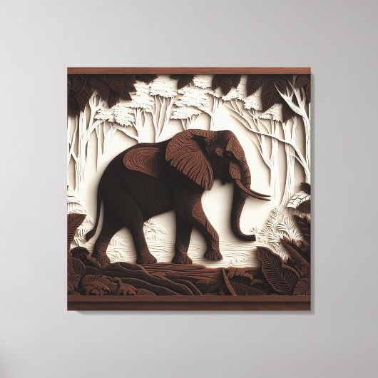 Toile Art de l'éléphant en bois (Recto)
