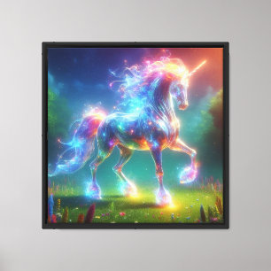 Toile Art de licorne néon – Arc-en-ciel de cheval de fan
