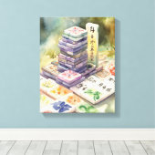 Toile Art de Mahjong à l'aquarelle (Insitu (Plancher de Bois))